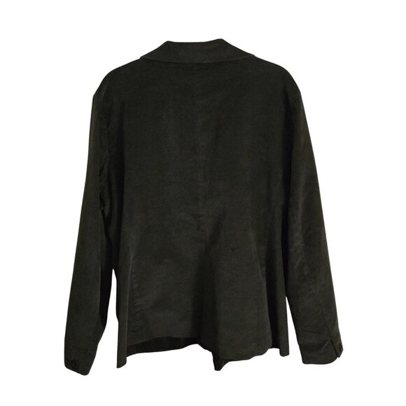 L.L. Bean Vintage Deep Olive Green Velvet Blazer 3 Button Pockets Size 18 - Picture 3 of 5